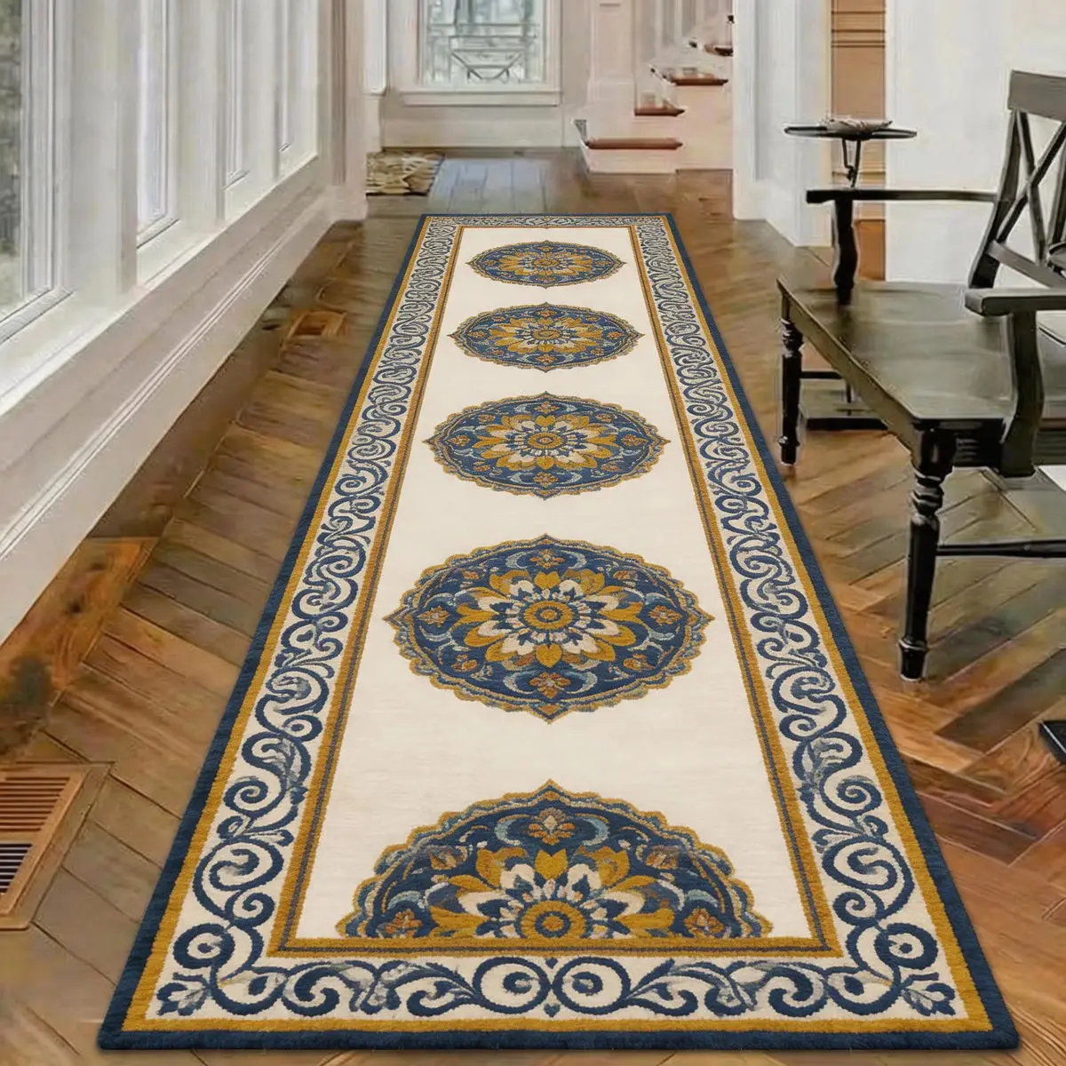 Soft Crystal Velvet Hallway Runner Rug, Oversized Absorbent Floor Mat with Non-Slip Backing, Thickened Decorative Carpet for Home Entrance