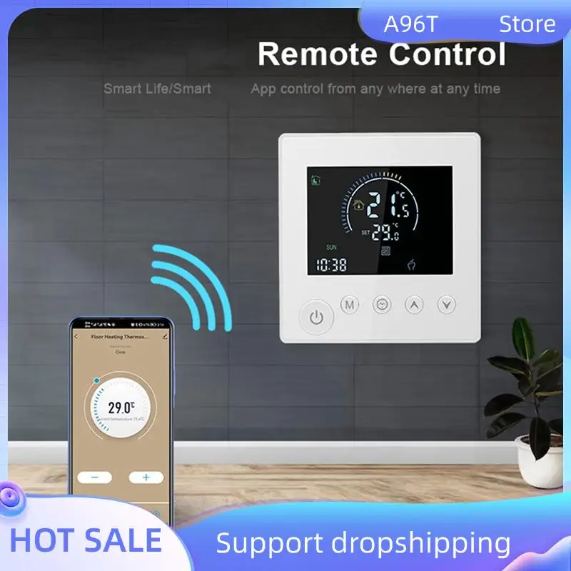 

A96T TUYA термостат регулятор температуры водяной электрический пол с подогревом TRV 16A цифровой ЖК-дисплей настенный прочный