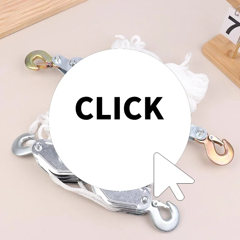 

Ручной кран для тяжелых условий эксплуатации, полиэтиленовая веревочная шкив, подъемник 270 ° Вращающийся тросовый шкив, крючок из цинкового сплава, ручное подъемное устройство