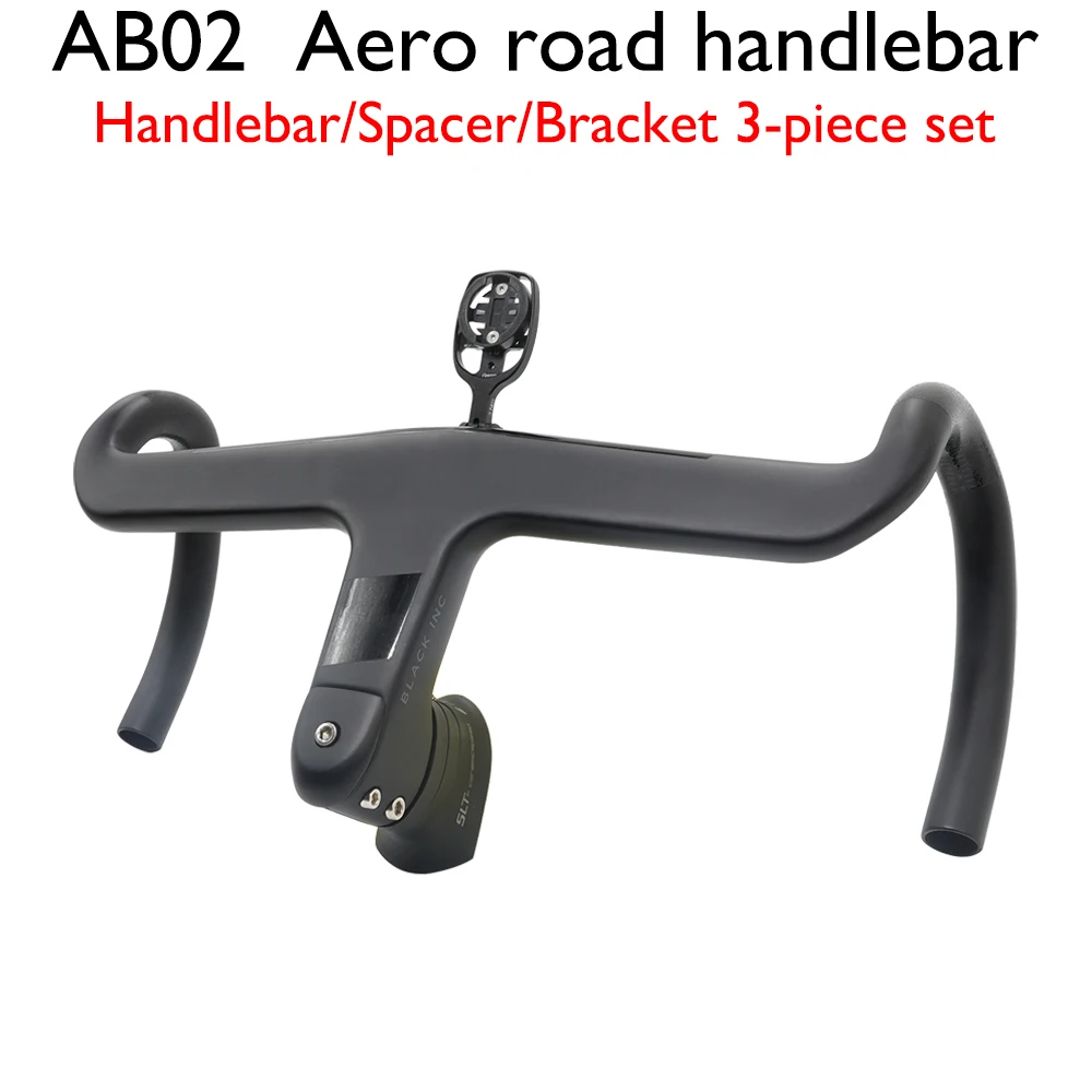 

Aero integrated handlebar, carbon fiber road drop handlebar, 1:1, 28.6mm, black, internal cable routing, with spacers/brackets