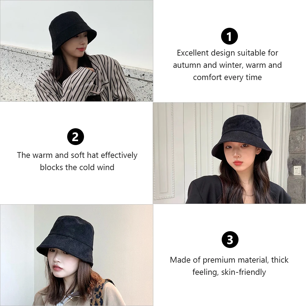 

Corduroy Fisherman Hat Autumn Winter Warm Unisex Bucket Hat Thick Skin-Friendly Comfortable Durable For Outdoor Walking Fishing