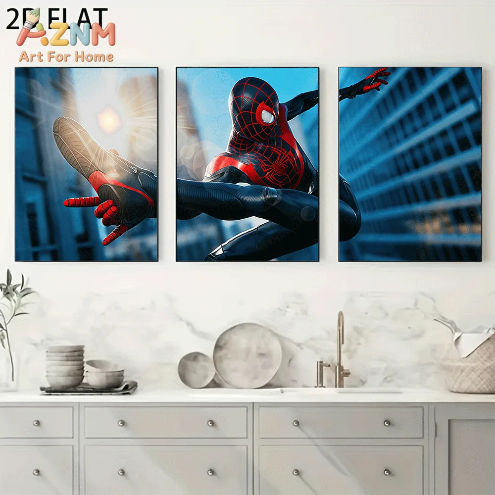 AZNM Funny Superhero Bathroom Canvas Wall Art Frameless Poster Hulk Iron Man Deadpool On Toilet Humor Comic Print Restroom Decor