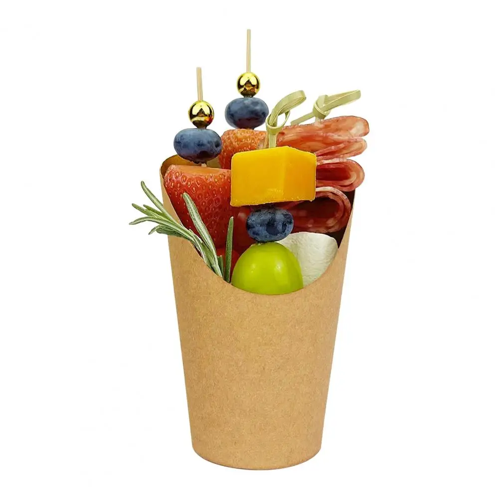 

Fry Cups Disposable Charcuterie Cup with Bamboo Cocktail Picks Snack Appetizer Paper Cup Kit for Fries Gift Bag Charcuterie Cup