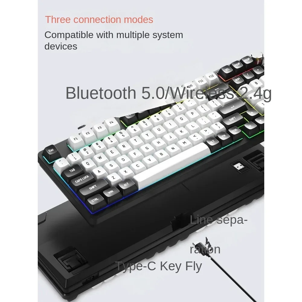 HEITIENIU C98 Wireless Bluetooth 2.4G Wired Mechanical Keyboard Triple Mode Hot Swap Customized Kit RGB Silent Office Gaming DIY