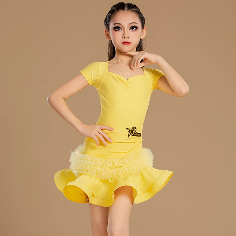 2025 moda meninas vestido de competição de dança latina valsa trajes de dança de salão crianças desempenho vestidos de dança palco wear 12640