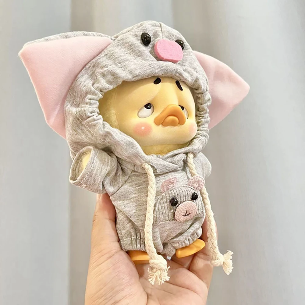 Mini Clothes Pink Ear Mouse Hoodie for Annoying Duck for Upset Duck for Yellow Duck Plush Series Dolls Accessories Doll Clothes