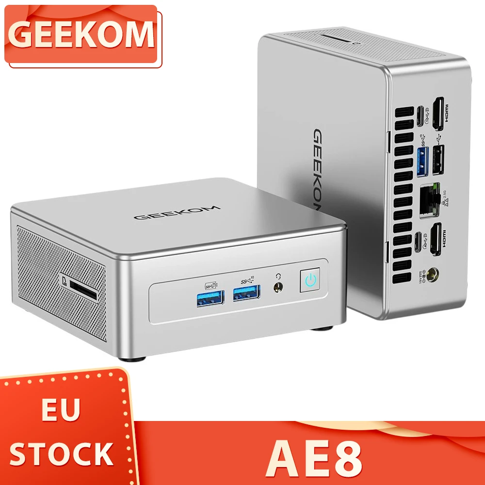 GEEKOM AE8 AI Mini PC, AMD Ryzen 7 8845HS 8 Cores Max 5.1GHz, 32GB DDR5 5600MHz RAM 512GB SSD, WiFi 6E Bluetooth 5.2, 3*USB 3.2