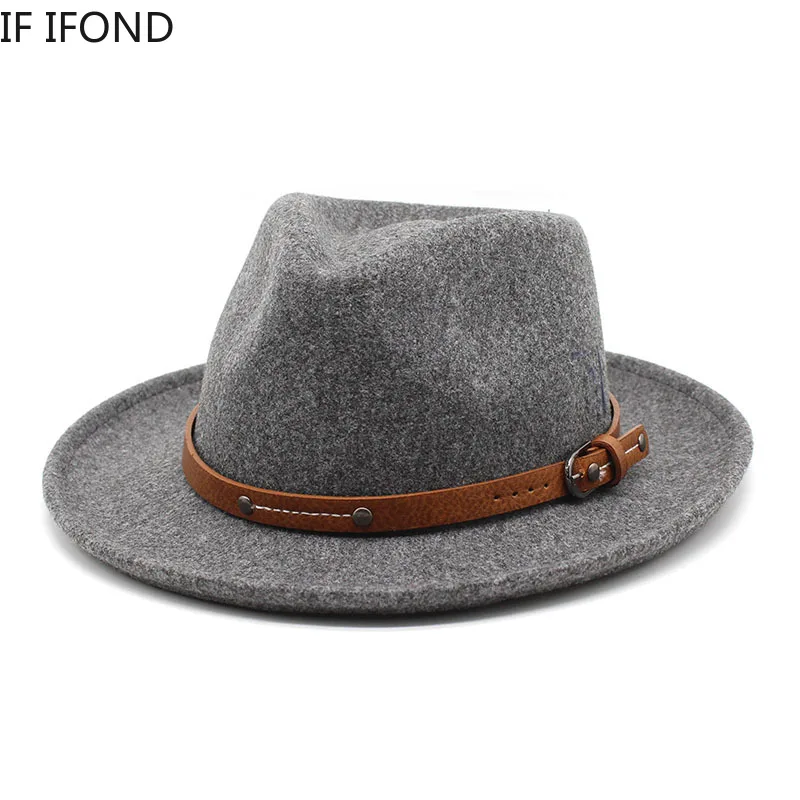 New Vintage Wool Soft Wool Felt Fedora Hat For Men Women Autumn Winter Curved Brim Trilby Jazz Hat Gentleman Party Dress Cap