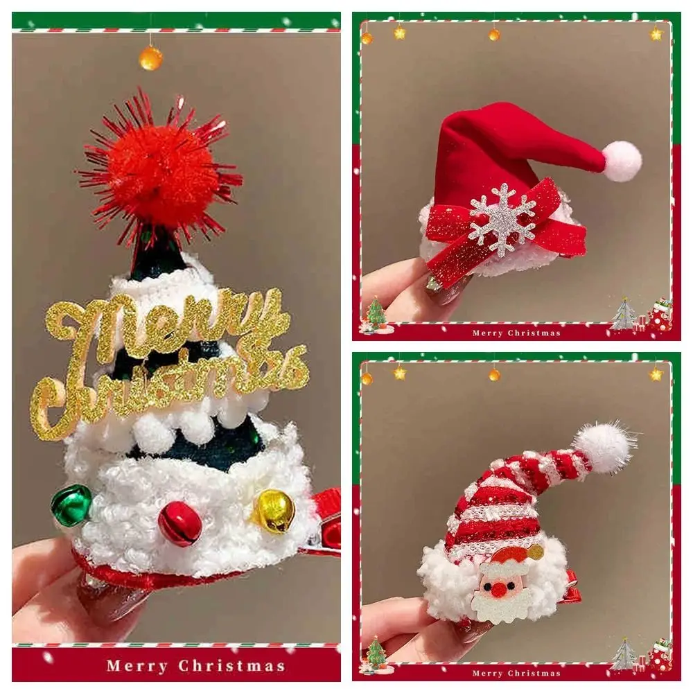 Feliz natal decoração chapéu de natal hairpin bowknot papai noel crianças veado chifre grampo de cabelo crianças presentes lantejoulas