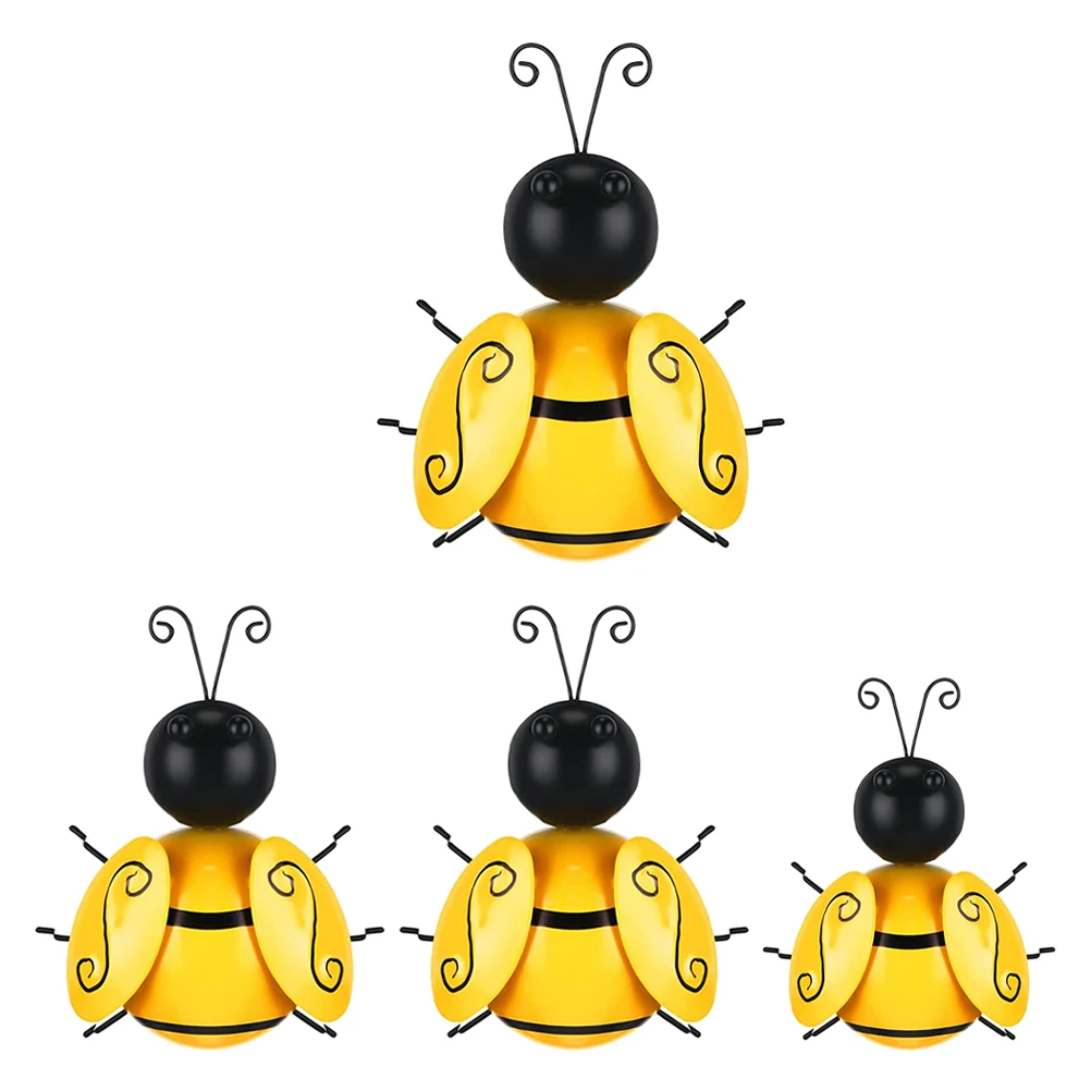 

4 Pcs Bee Decor Elegant Durable Garden Lawn Wall Decorations nament Creative Hanging Wall Decorations Metal Art Sculpture
