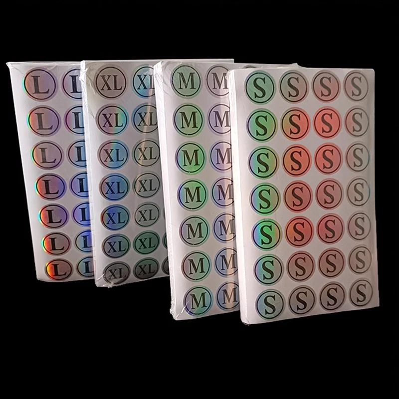 1960pcs Reflective Paper Stickers Labels For Clothing Size Adhesive Printed Tags DIY Decoration Supplies XS S M L XL XXL 24mm