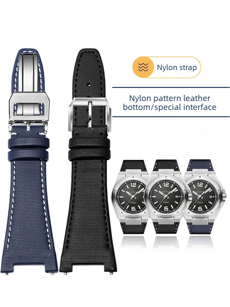 Convient aux montres en cuir et nylon à rainures spéciales de la série IWC Engineer avec accessoires à boucle déployante pour homme 28 mm