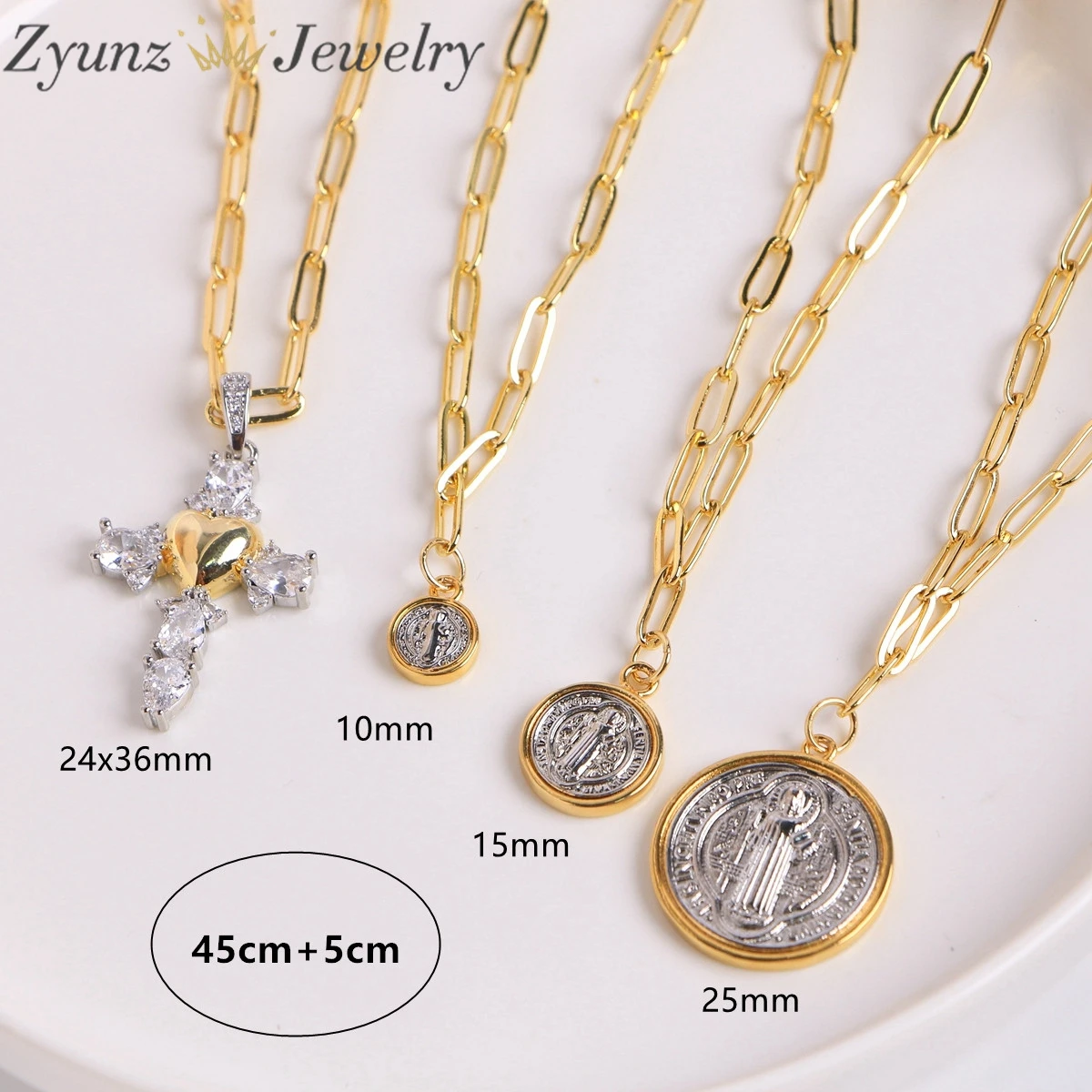 5pcs, Christ Jesus Pendant Necklace for Women Virgin Mary Cross Gold Color New Long Chain Necklaces Excellent Quality Jewelry