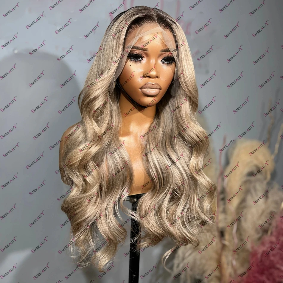 Wavy Human Hair Lace Front Wig Ombre Blonde Peruvian Virgin Hair 13x6 Lace Front Wig Transparent Lace Natural Hairline Women Wig