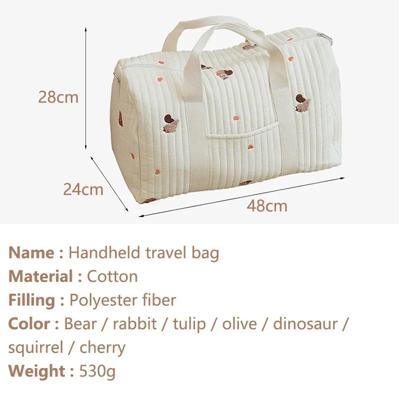 Mummy Bag Portable Embroidery Travel Bag Large Capacity Baby Trolley Hanging Backpack Cotton Crossbody Handheld Organizer Bag