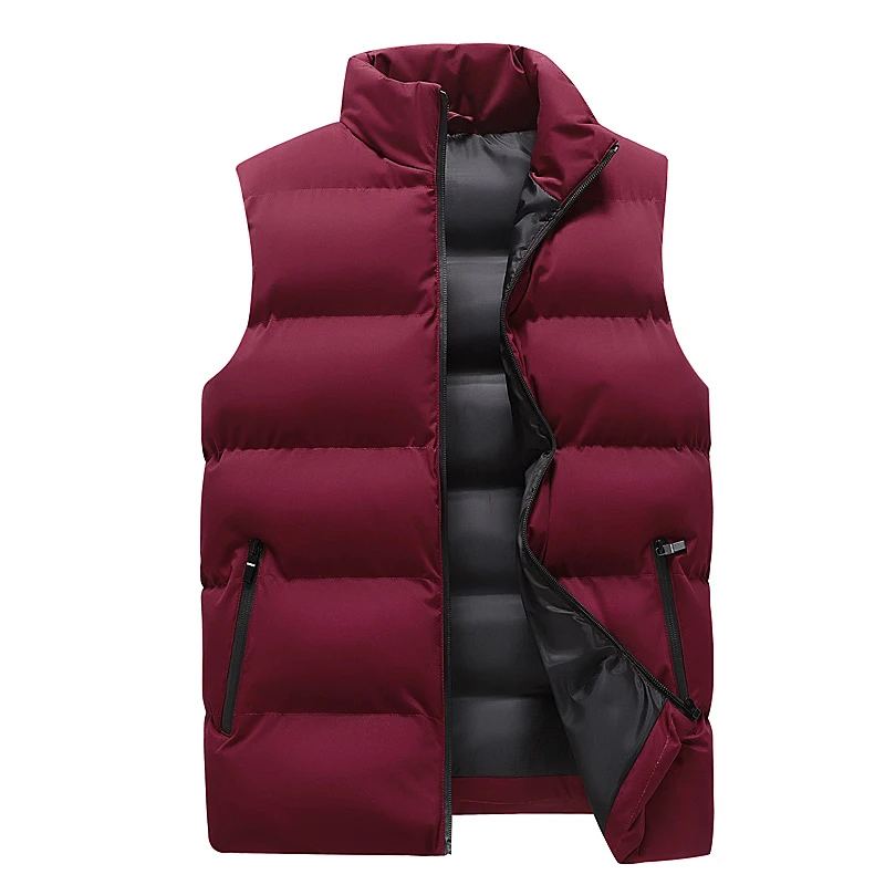 Mens Vest Jacket Warm Sleeveless Jackets Winter Waterproof Zipper Coat Autumn Stand-up Collar Casual Waistcoat Brand Clothing