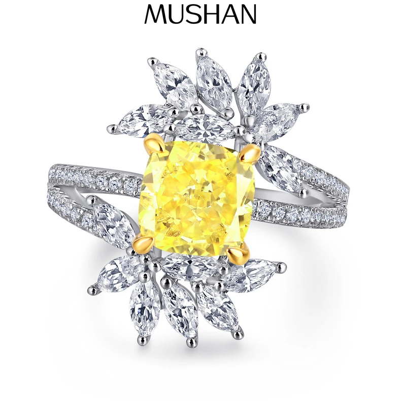 

MuShan Jewelry 925 Sterling Silver Ring Wedding Band High Carbon Diamond Modern Style Girlfriend Gift Women Rings Fine Jewelry