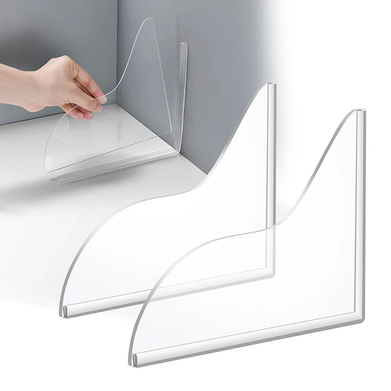 

2pcs/Set Self-Adhesive Transparent Shower Water Barrier Strip – Prevents Overflow, Bathroom Corner Protector for Shower Area