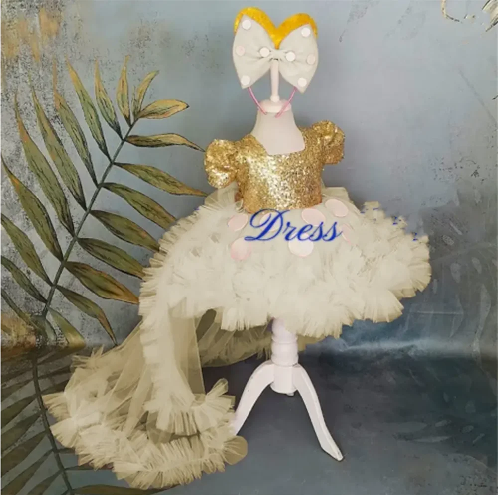 Robe à fleurs blanches personnalisée pour filles, motif papillon et diamant avec nœud, sans manches, pour mariage, fête d'anniversaire, spectacle, robe de sainte Communion