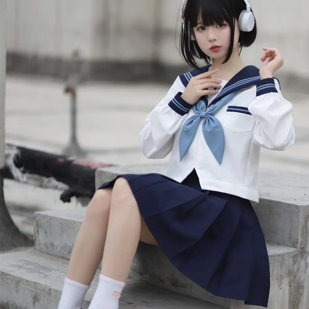 Japanese/Korean Sailor Suit Cosplay Costumes School Uniforms Cute Girls JK Student Clothing Top+Skirts Lolita COS Play