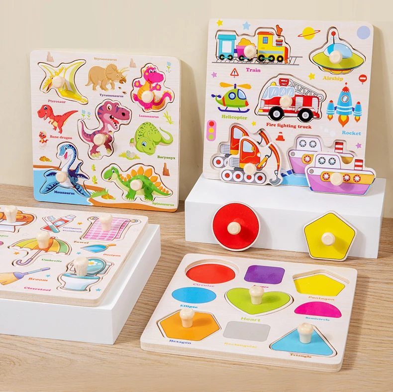 Montessori Spielzeug Holz 3D Puzzle Cartoon Tier Intelligenz Puzzle Frühes Lernen Pädagogisches Spielzeug für Kinder – Detail 1