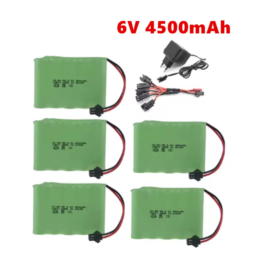 4500mah 6v Rechargeable Battery For Rc toys Cars Boat Tanks Robots Gun Ni-MH AA 6v 3000mah Batteria Pack and Charger Set