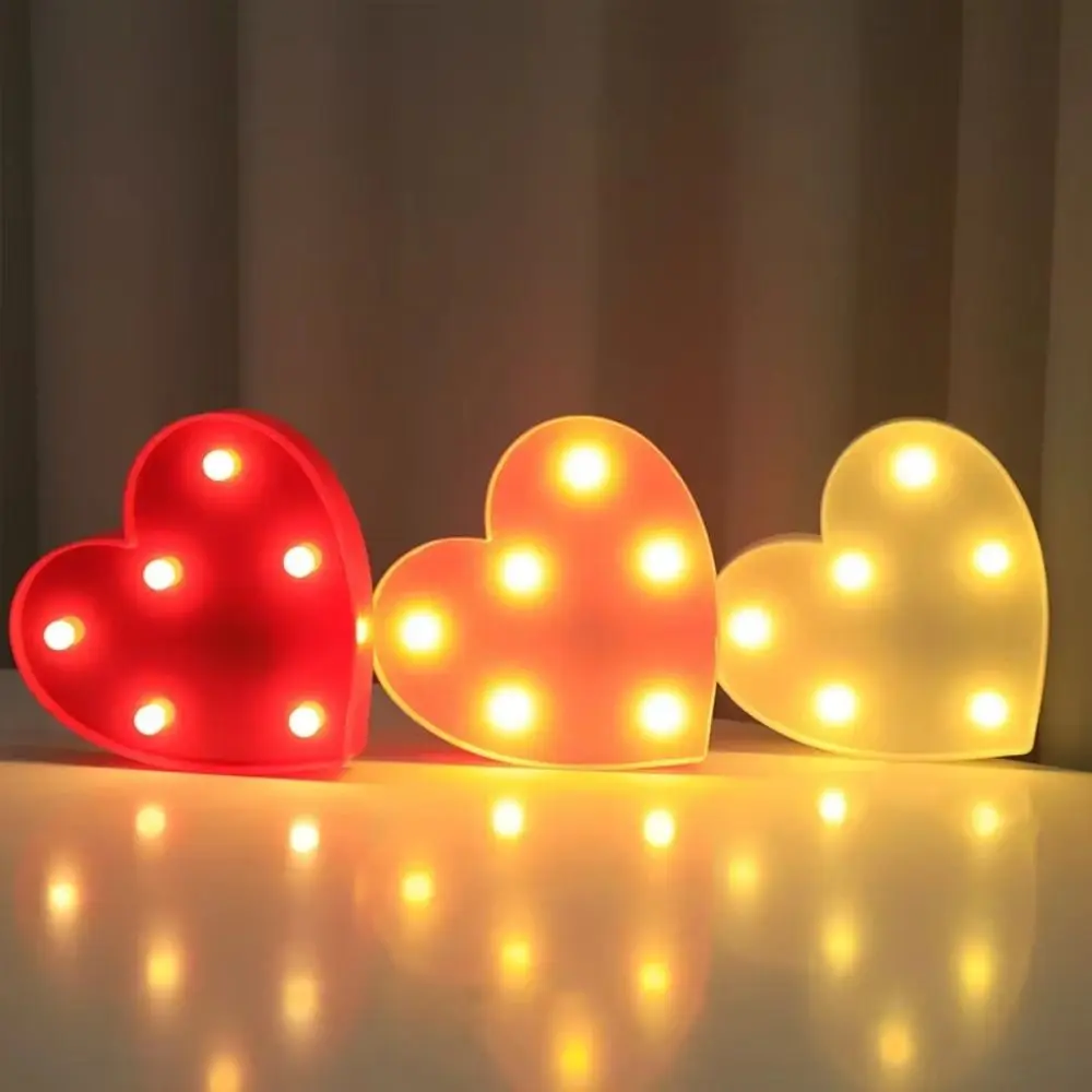 Romantic 3D Design LED Night Light Plastic Material Warm Light LED Letter Sign Red Color Heart Shaped Table Lamp Honeymoon