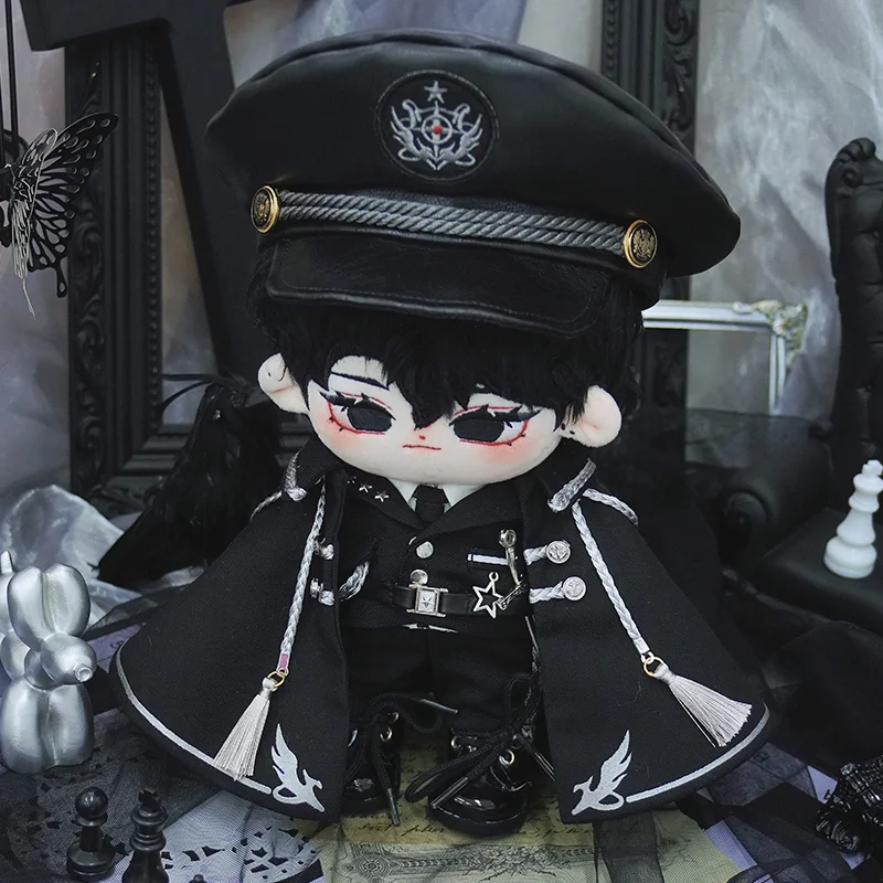 20cm Plush Doll Clothes Retro Plush Gorgeous Handsome Black Hat Coat Pants White Shirt Set Back to School Season Children's Gift