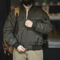 Maden Baseball Collar MA1 Bomber Jacket for Men Classical Orange Lining Double-pocket Coats Thickened Fall and Winter Jacket