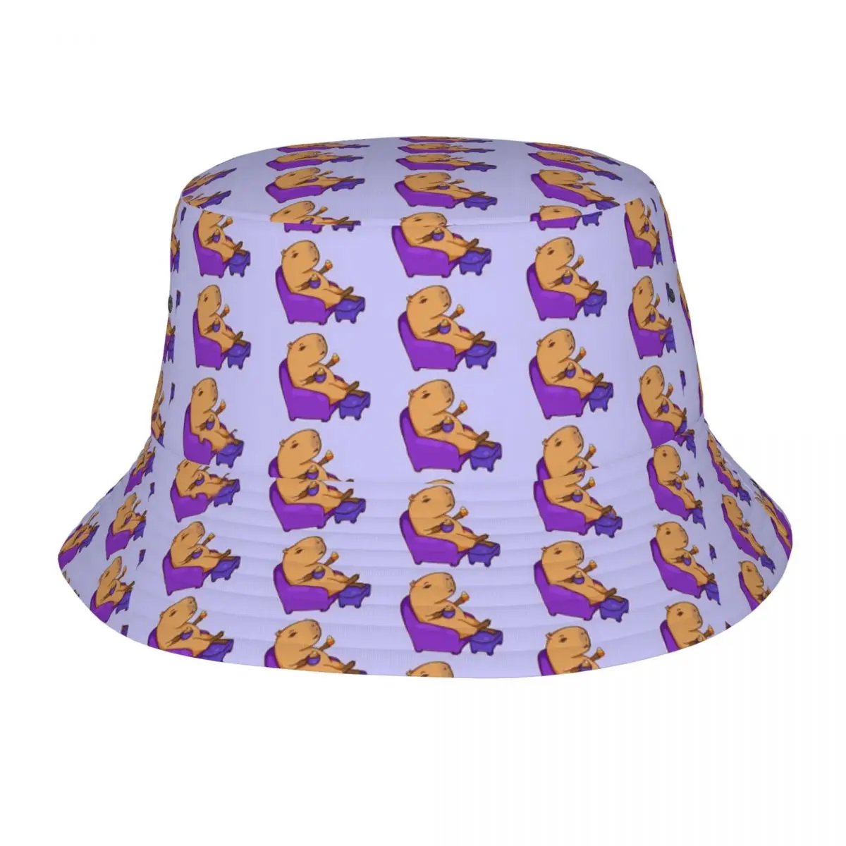 

Capybara With A Hot Drink And A Candy Bucket Hat Casual Fisherman Hats For Men Women Breathable Fishing Caps Printed Sun Hats