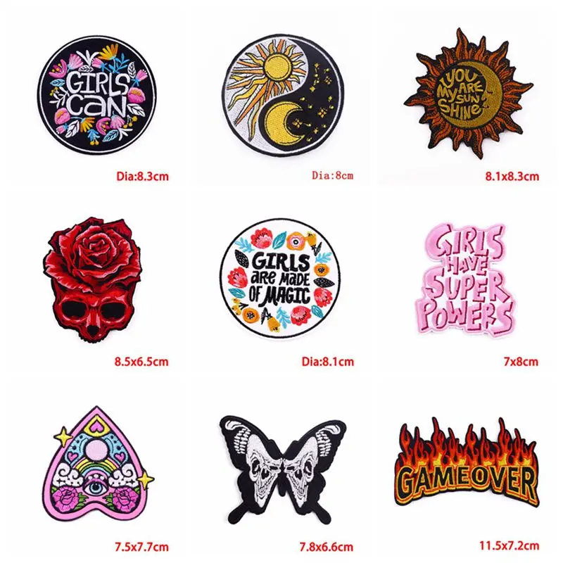 10PCS Wholesale Punk Embroidered Patch Iron On Patches For Clothing thermoadhesive Patches On Clothes Jacket Sewing Stickers DIY