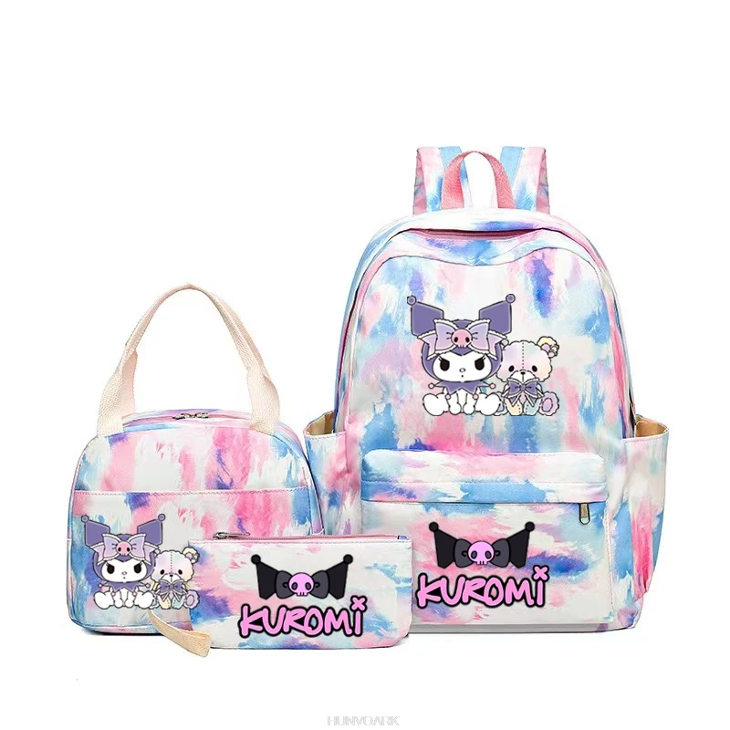 

Lovely Kuromi Melody Backpacks Lunch Bag 3pcs Teens Women Men School Students Backpack Cartoon Laptop School Bag Travel Mochila