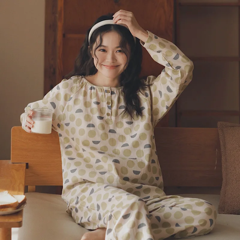 

Новая женская ночная рубашка из чистого хлопка, 72 предмета, с длинным рукавом, для дома, больших размеров, весна-осень, дышащая, комфортная, для улицы
