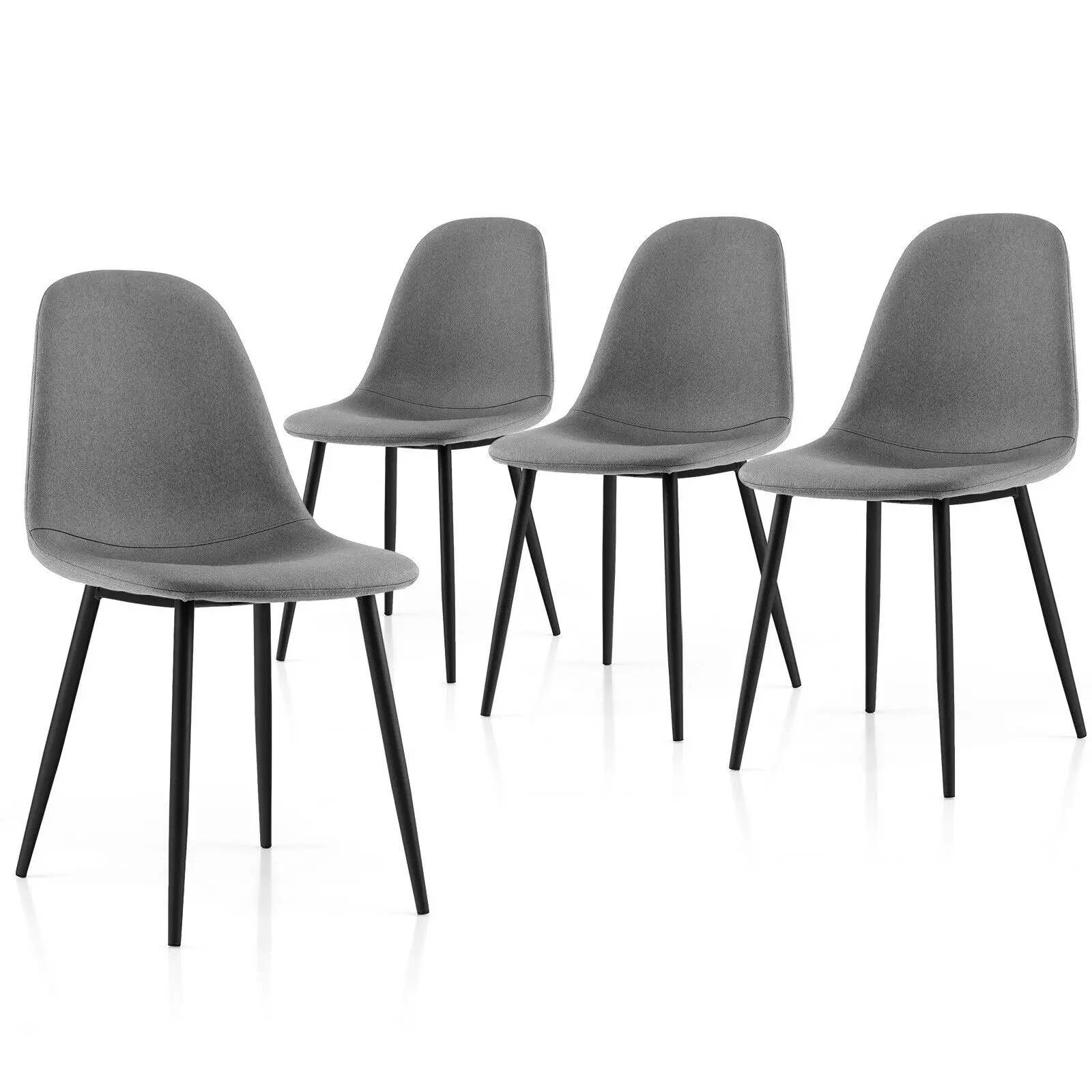 Costway Dining Chairs Set of 4 Upholstered Fabric Chairs W/Metal Legs for Living Room