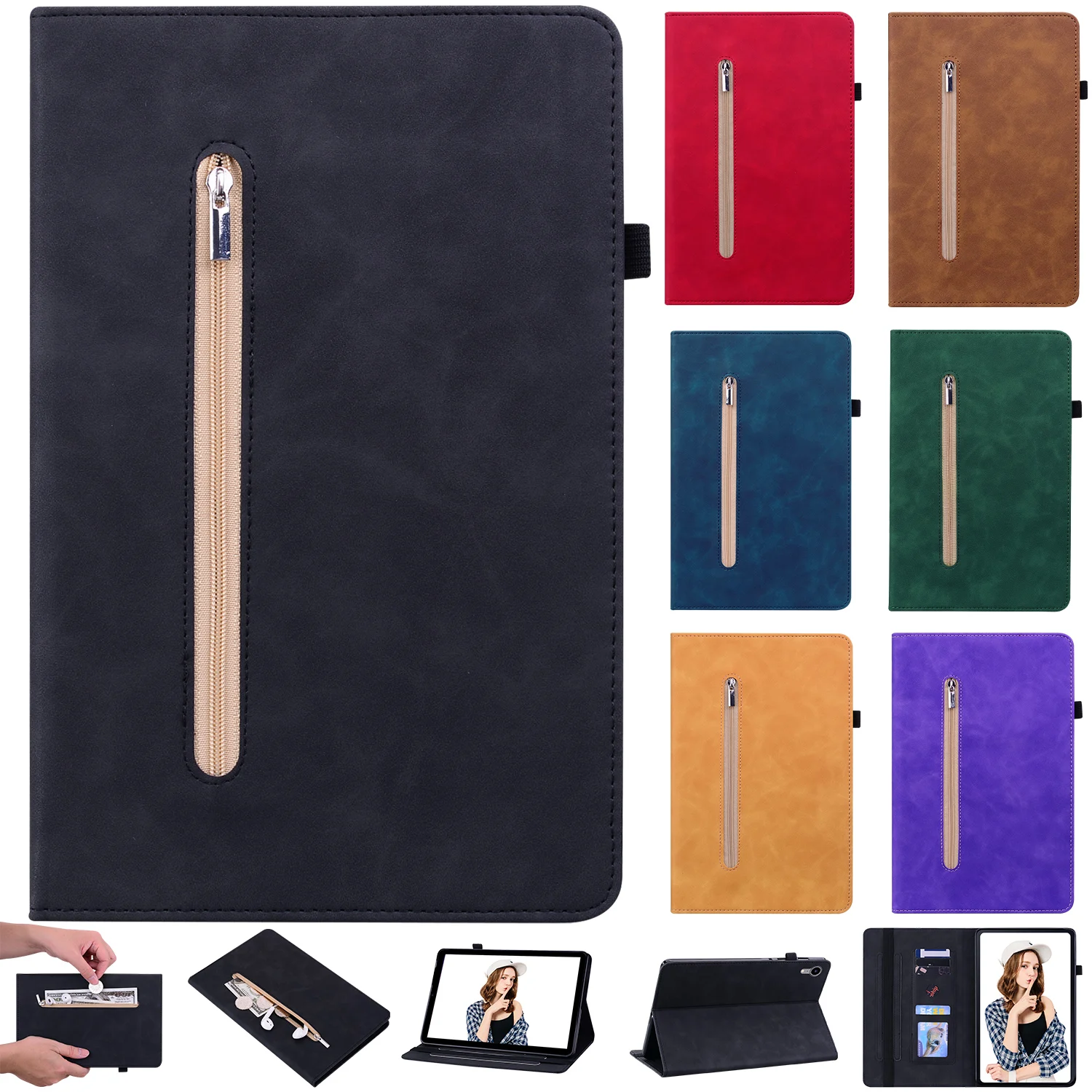 Shockproof PU Leather Case For Amazon Fire Max 11 2023 Zipper Stand Tablet Smart Cover Shell Funda for Fire Max 11 Inch Coque