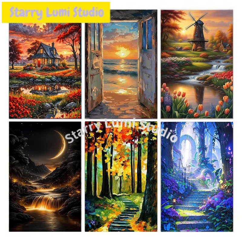 DIY 5D Valentine's Day Diamond Painting Set, Featuring Sunset Landscape Design Elements, Suitable for Adults and Beginners.