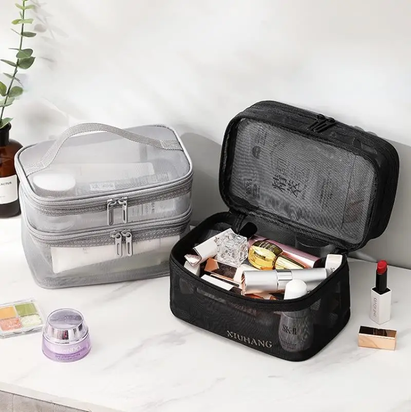 

Women's Transparent Mesh Ideal for Cosmetics Makeup and Toiletries Kit for Travel Sales Success Make Up Organizer Bag