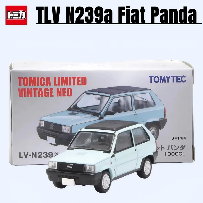 TOMICA TLV 1:64N239a Fiat Panda alloy die-cast car model, boys' collection toys, holiday gifts for friends, room decor.