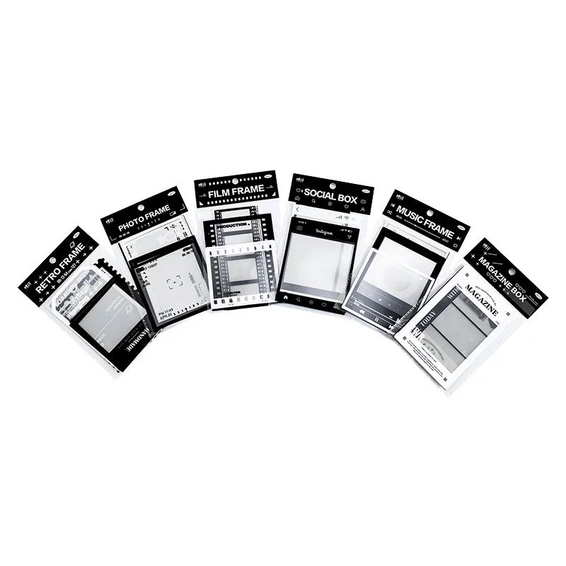 Journamm 15pcs/pack Transparent PET Frame Stickers Decor Junk Journal Scrapbooking Background Collage Vintage Materials Stickers
