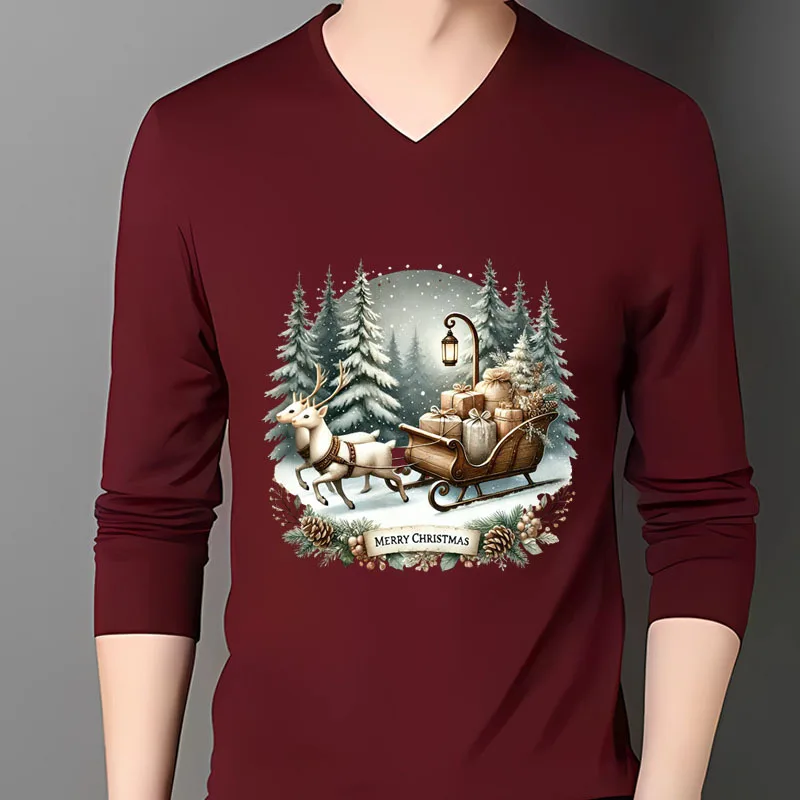 23 cm Kerst sneeuw auto huis Ijzer Op Warmteoverdracht Sticker Voor Kleding DTF Pinted Vinyl Thermische Applicaties Wasbare T-Shirt sticker