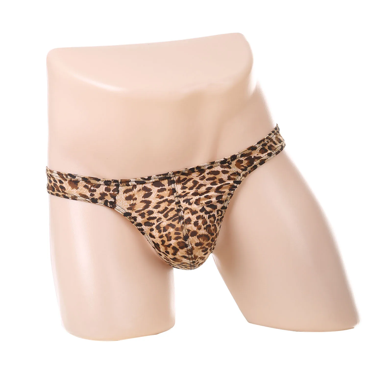 

Men's Thong Breathable Leopard Underpants Bulge Pouch Male Panties T-back Sexy Low-rise Ultra-thin Underwear Home Bikini