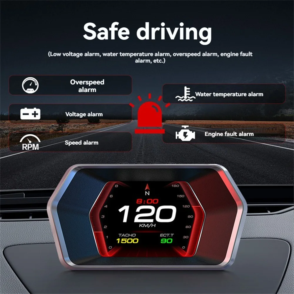 

Portable Car HUD Heads Up Display Car OBD Universal Speed Driving Computer HD Display Water Temp Fuel Consumption Slope Meter