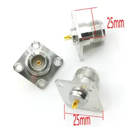 Conector de montaje en panel de brida de 4 orificios hembra N de cobre, 20-50 piezas, con adaptador RF de copa de soldadura