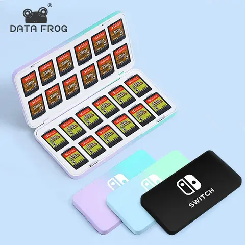 데이터 개구리 24 in 1 게임 카드 케이스 홀더 Nintendo Switch/Lite/Oled 액세서리 용 하드 쉘 보호 게임 카드 보관함