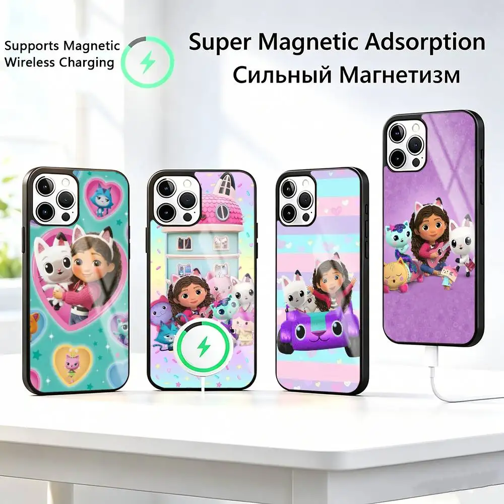 

Cartoon Gabbys-s Dollhouse Phone Case For iPhone17,16,15,14,13,12,11 Plus,Pro Compatible with magnetic wireless charging