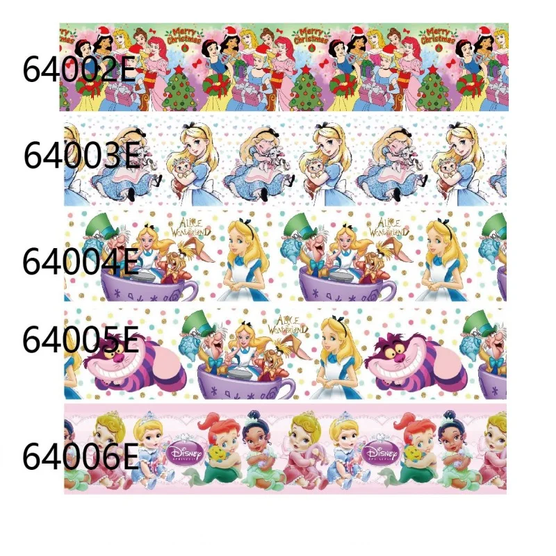 5Yards Disney Princess Alice in Wondeland Moana Grosgrain Ribbon 25MM 38MM for Hairbows DIY 10y 20y 50y