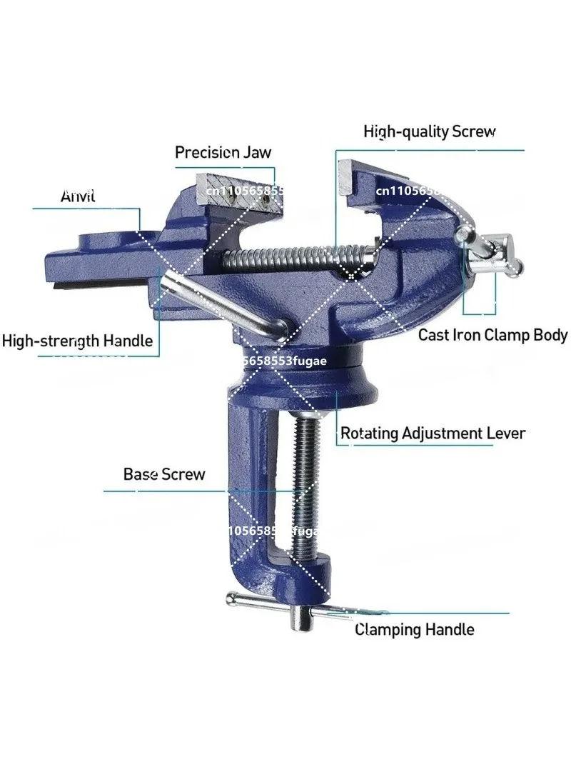 Universal Table Vise Multi-functional Portable 360° Swivel Base Clamp On Vice/Table Vise For Woodworking, Cutting Conduit, Dril