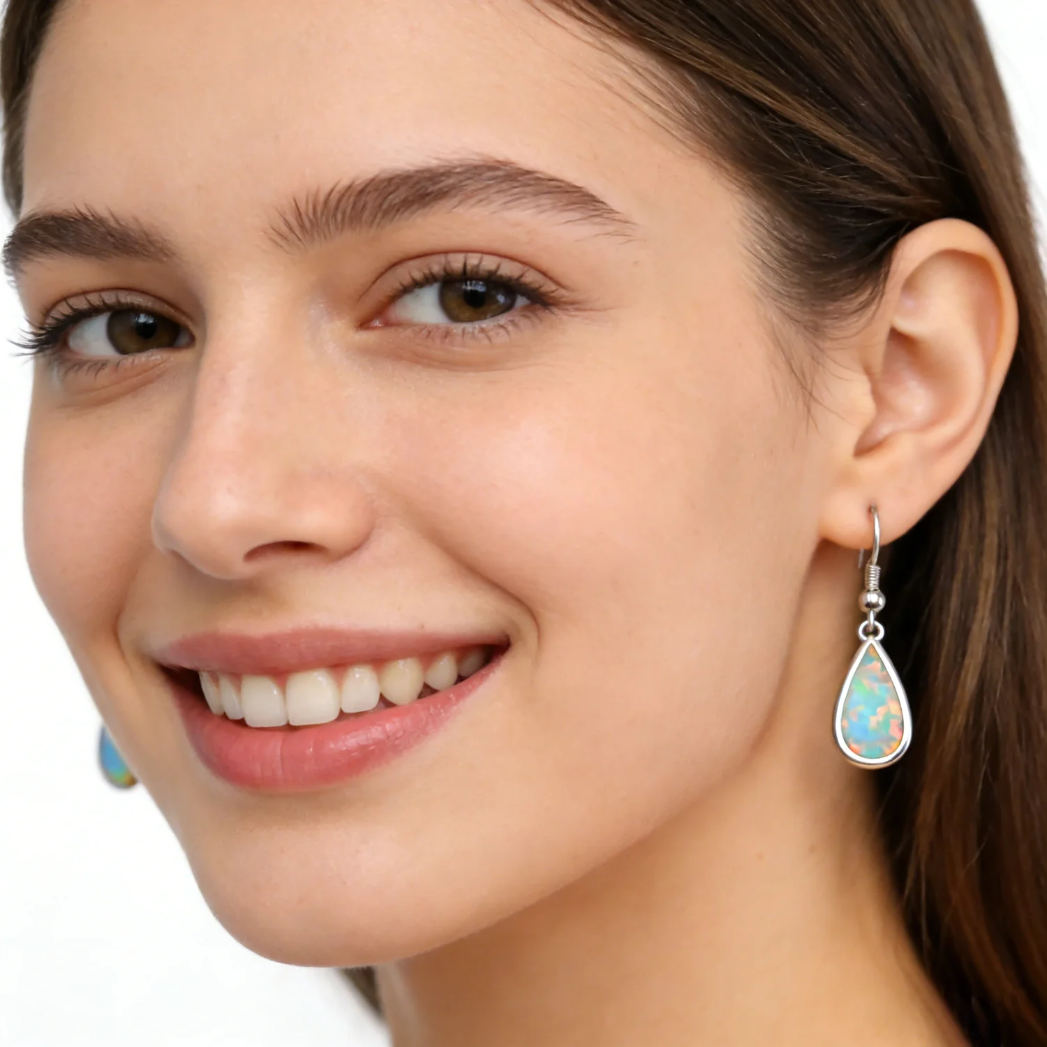 White Opal Teardrop Earrings,Dainty Hook Earrings for Women,Minimalist Lightweight Everyday Jewelry,Luxury Gift for Girlfriend
