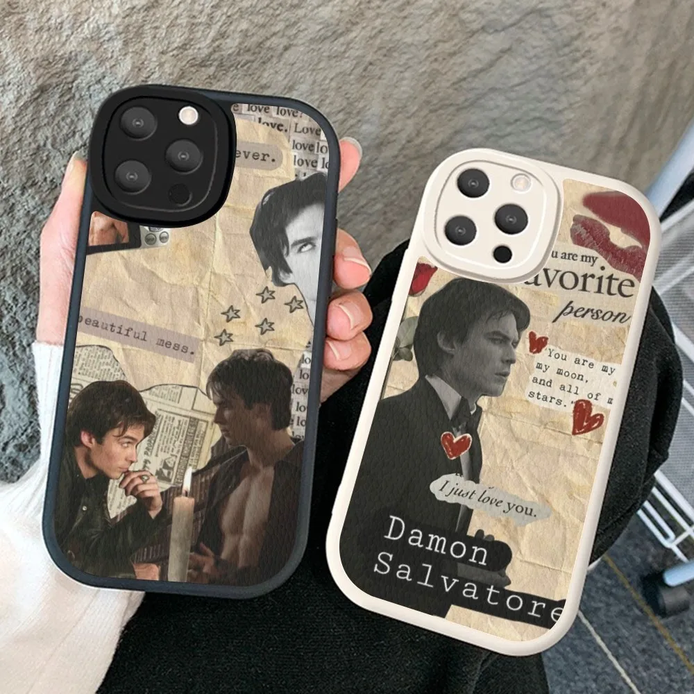 The Vampire Diaries Damon Phone Case Hard Leather For iPhone 14 13 12 Mini 11 14 Pro Max Xs X Xr 7 8 Plus Fundas