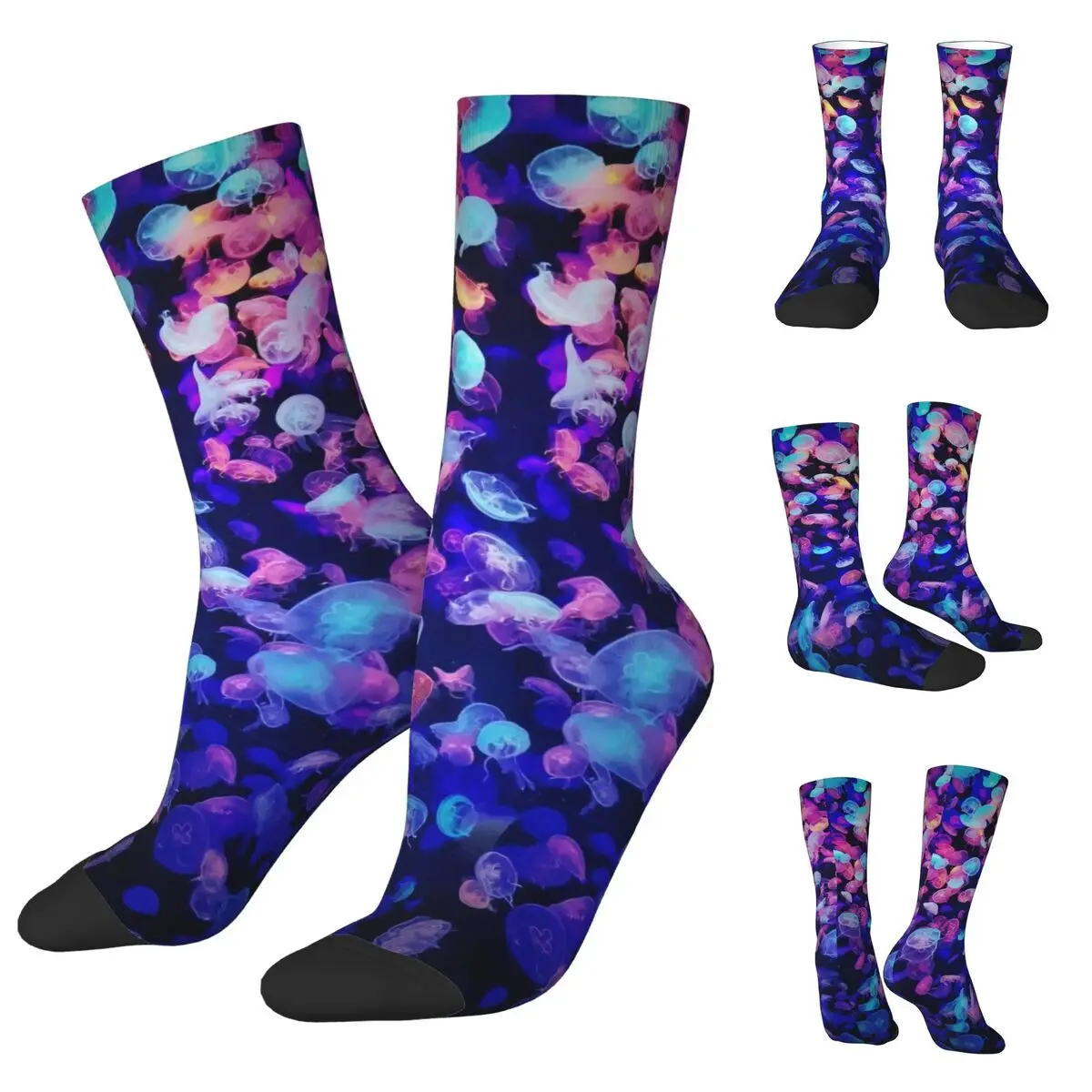 quite a lot colorful 3D printing cosy Unisex Socks,Windproof Jellyfish Interesting Four Seasons Socks